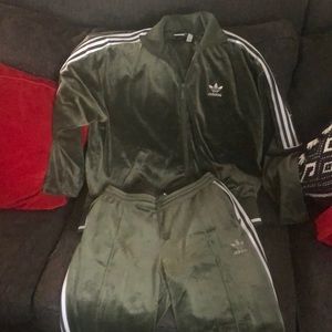 Adidas women’s velvet track suit.